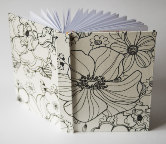Camilla Lekebjer Handmade book with flower fabric