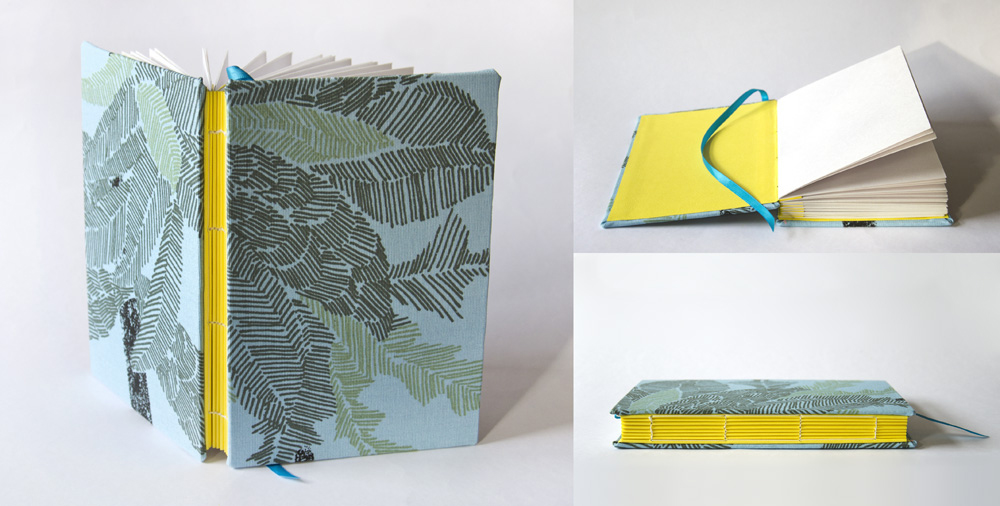 Camilla Lekebjer Handmade book with yellow accordion spine